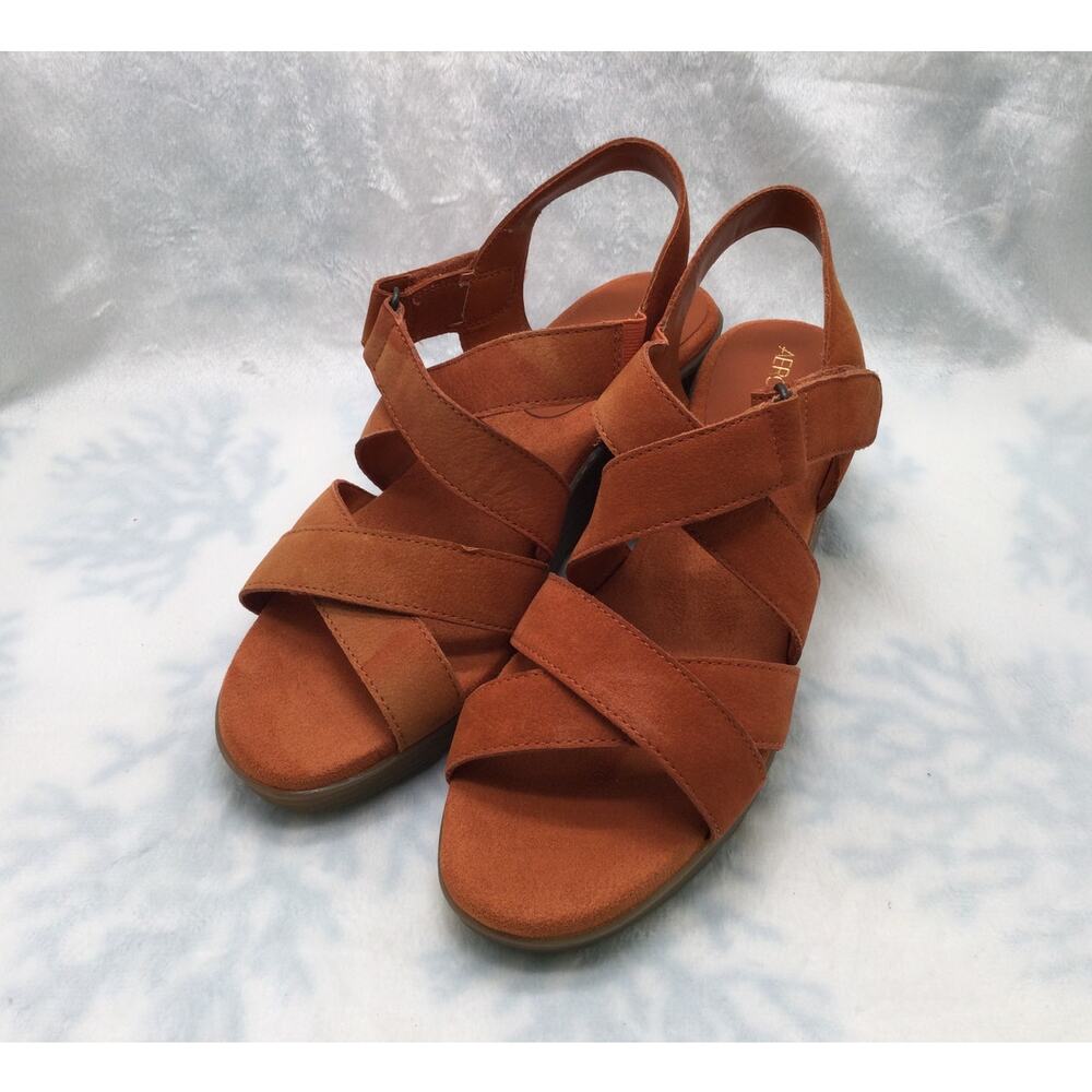 Aerosoles Bogota Strappy Leather Wedge Slingback Sandals 9M